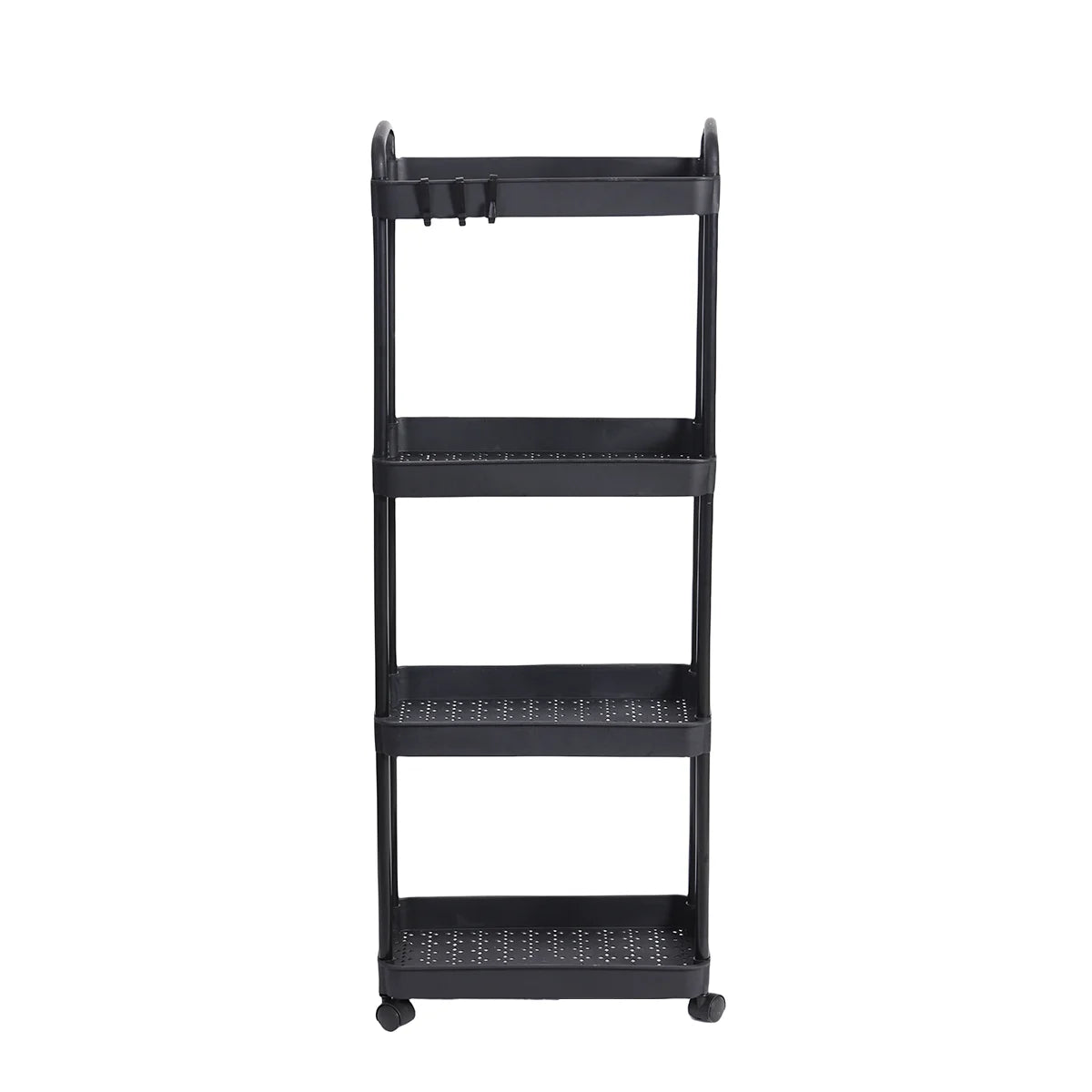 Plastic Rolling Utility Cart with Handle Storage Trolley for Office, Living Room, Kitchen, Movable Storage Organizer with Wheel
